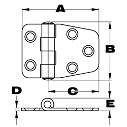 Marine Stainless Steel Polished Door Hinge for Boats, Caravan & Rv